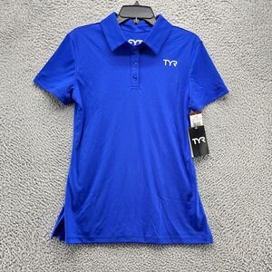 TYR Top Womens Large‎ Blue Collared Short Sleeve Polo Tech New $39.99